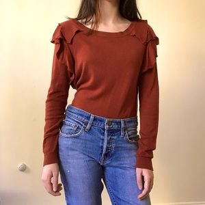 Simply Vera by Vera Wang Light-weight Long-sleeved Knit with Ruffled Shoulders